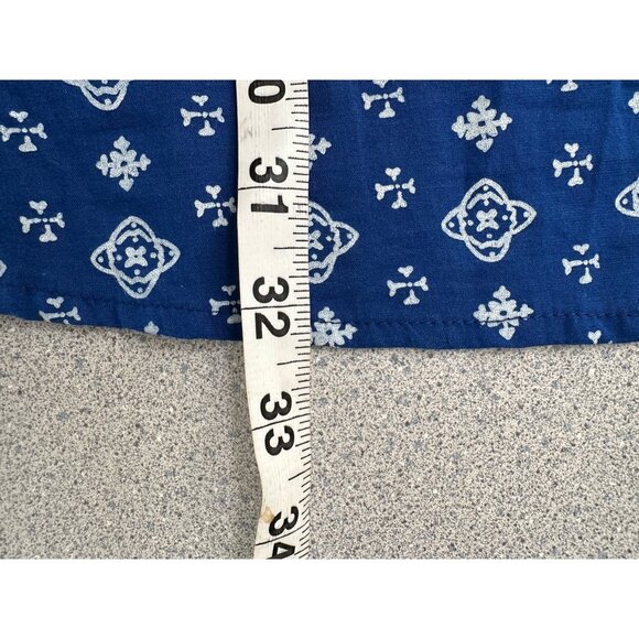 Ellos Peasant Blouse Women 2X Blue Ruffle Trim Tassel Tie Neck Boho Feminine - Picture 8 of 8